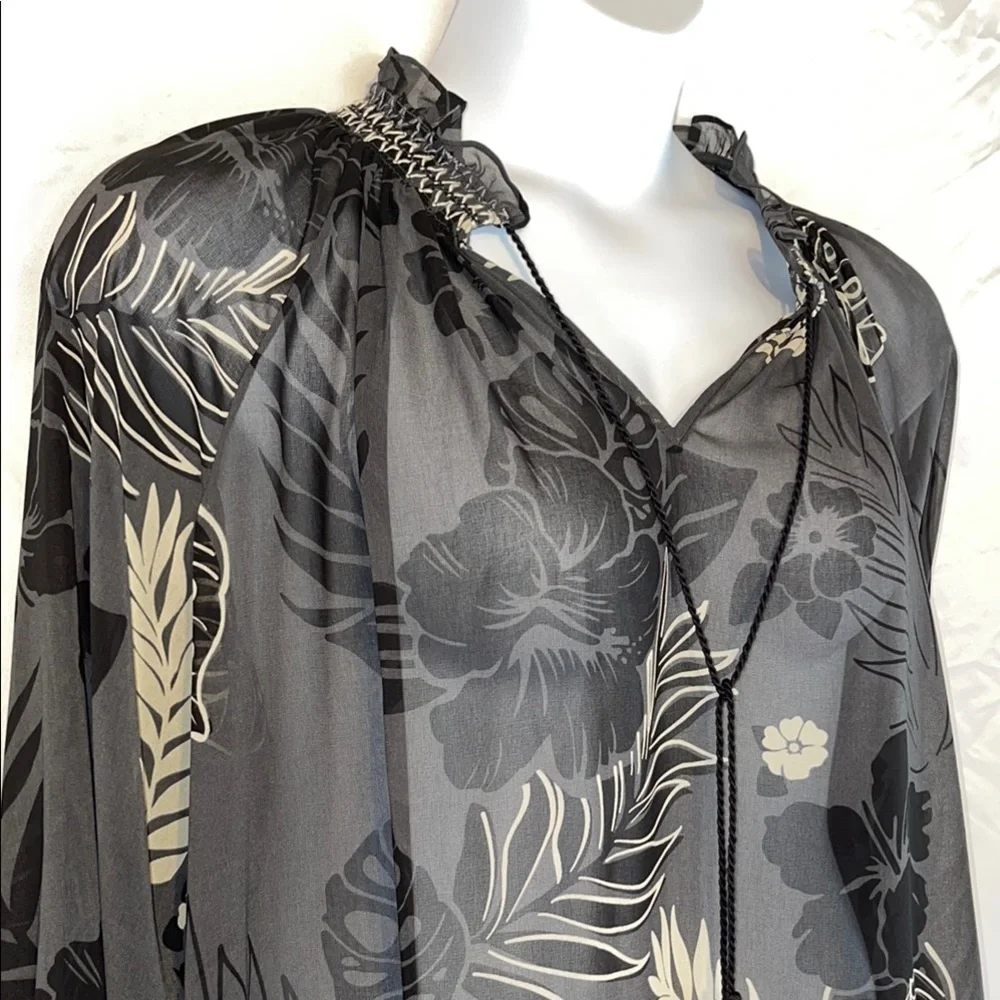 CAbi Aloha Black Long Sleeve Sheer Ruffled Blouse - Picture 4 of 16